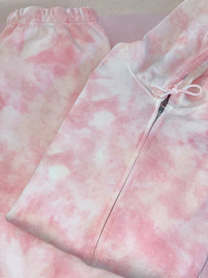 Open image in slideshow, Zip Up Sweatshirt and Jogger Sweatpants Sweat Suit bundle handmade by tiedbylen in bubblegum pink
